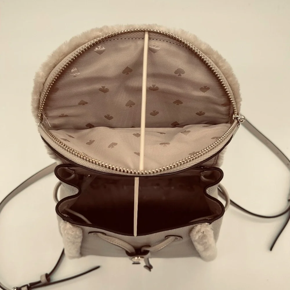 Kate Spade Leila Medium Flap Backpack Faux Shearling